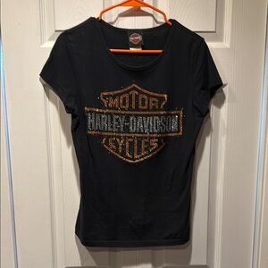 Harley-Davidson Black and Orange Short Sleeve Tee